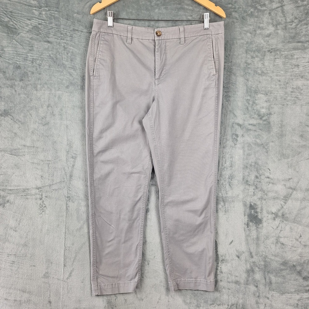 J Crew Pants 10 Gray High Rise Girlfriend Chino Ankle Casual Preppy Academia